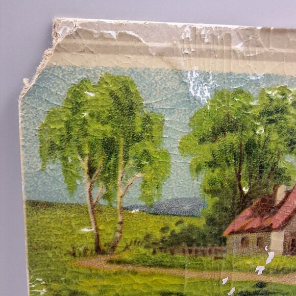 Vintage German Easter‎ Greeting Postcard House Meadow Scene - Picture 6 of 6